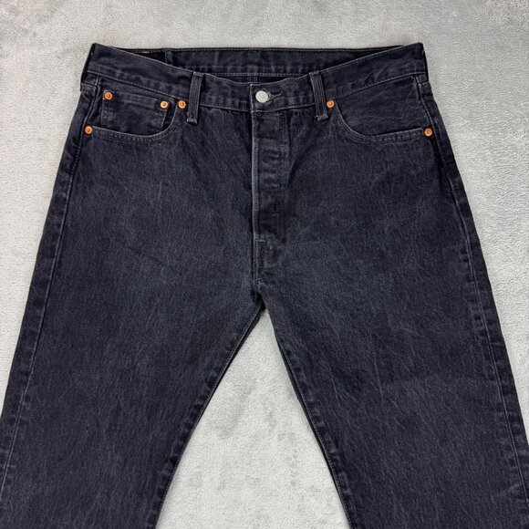 LEVIS 501xx Straight Leg Button Fly Mens Stone Wash Black Denim Jeans 36x30(28) - Picture 4 of 9